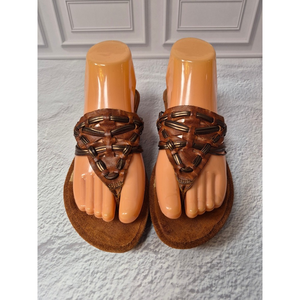 Clarks Artisan Collection Womens Brown Woven Leather Thong Sandals Size 6 M